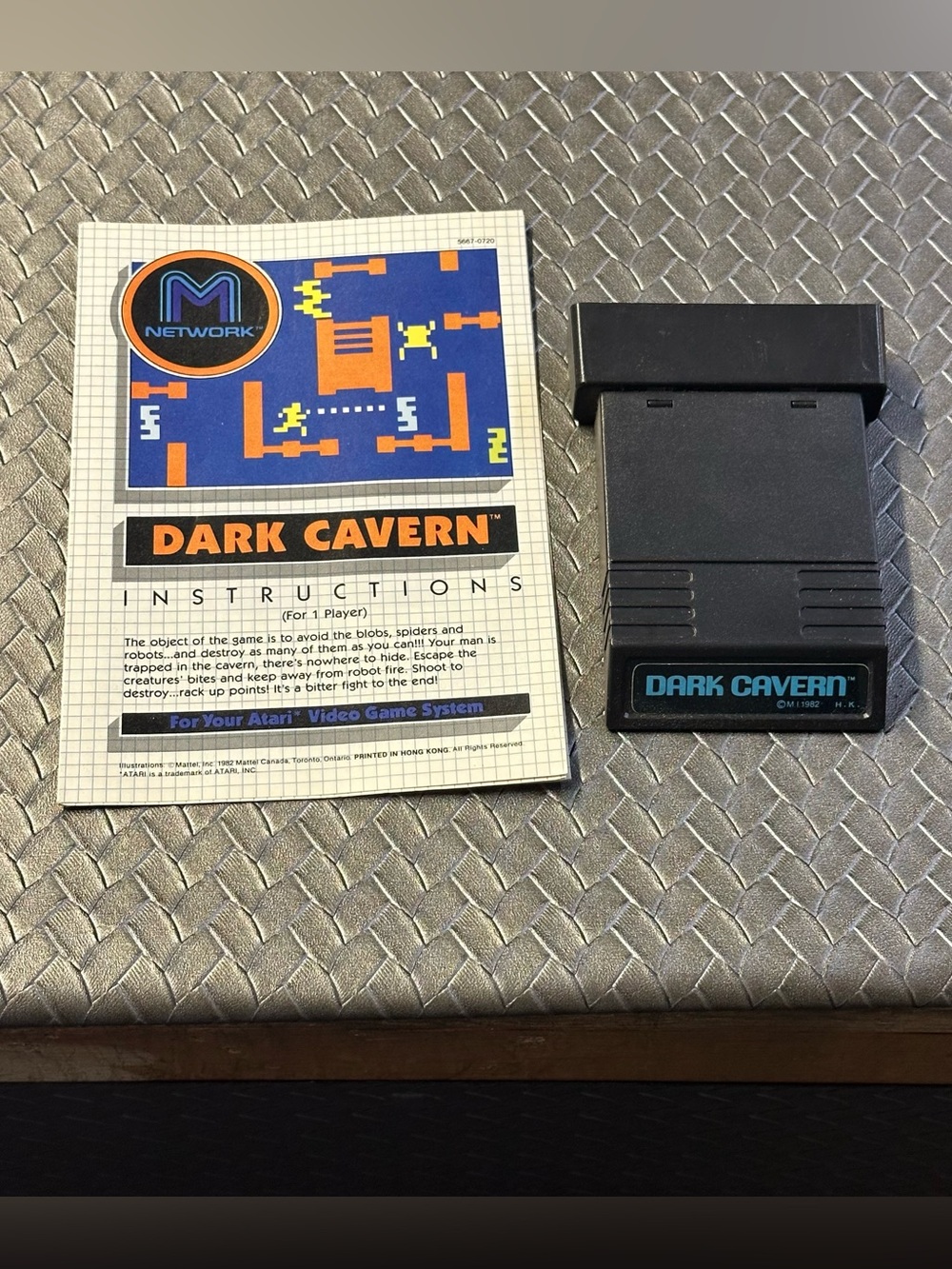 Dark Cavern Video Game Cartridge & Manual - atari 2600 classic